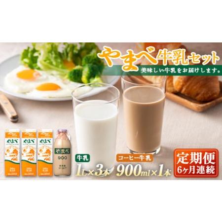 ふるさと納税 山形県産 やまべ牛乳セット (牛乳 1L×3・コーヒー牛乳 900ml×1) ×6回 F21A-324 山形県山辺町