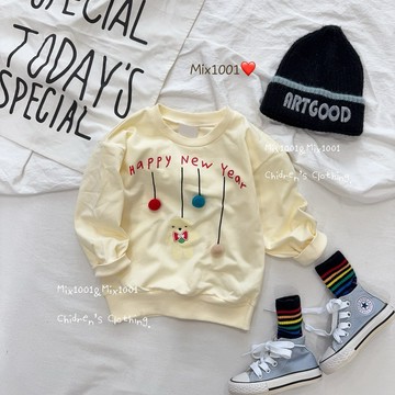 🌈✨mix1001彩色毛球薑餅人上衣✨兒童餅乾上衣 5-17