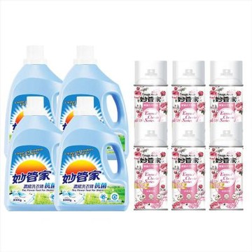 妙管家 抗菌洗衣精4000g x4入+噴霧式芳香劑300ml x6入
