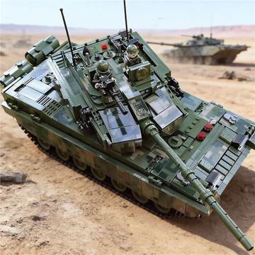 樂玩90102積木遙控99式坦克裝甲車拼裝玩具軍事風潮電動