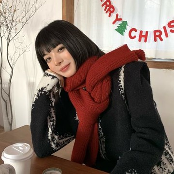 圍巾女冬季可愛少女韓版百搭ins潮學生針織毛線情侶保暖紅色圍脖