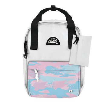 Grinstant混搭可拆組式13吋後背包 - 黑白系列 (白色配迷彩粉紅)