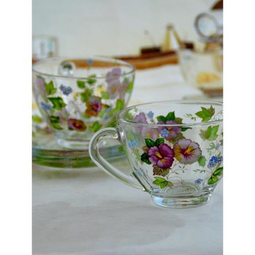 韓國玻璃咖啡杯簡約把手無鉛小資杯精美耐熱杯茶杯杯碟套裝微波爐