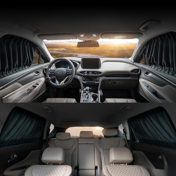 ANBORTEH 安伯特 酷樂車用軌道伸縮窗簾全車4件組 通用型  1組  黑色  前窗 50 x 39cm + 後窗70 x 39cm