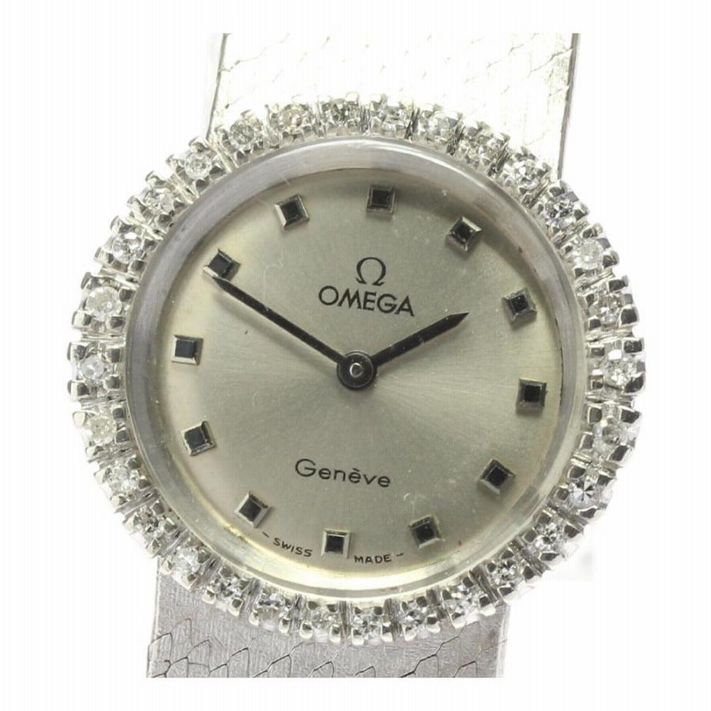 OMEGA Geneva ダイヤベゼル シルバー 時計 オメガジュネーヴダイヤベゼル