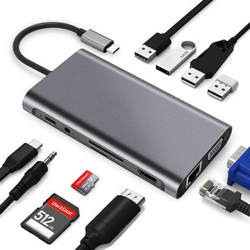 擴展塢 USB-C 多功能筆電擴展底座 HDMI type-c擴展塢11合一帶hdmi網卡多合一轉換器usb hub拓展塢MacBook