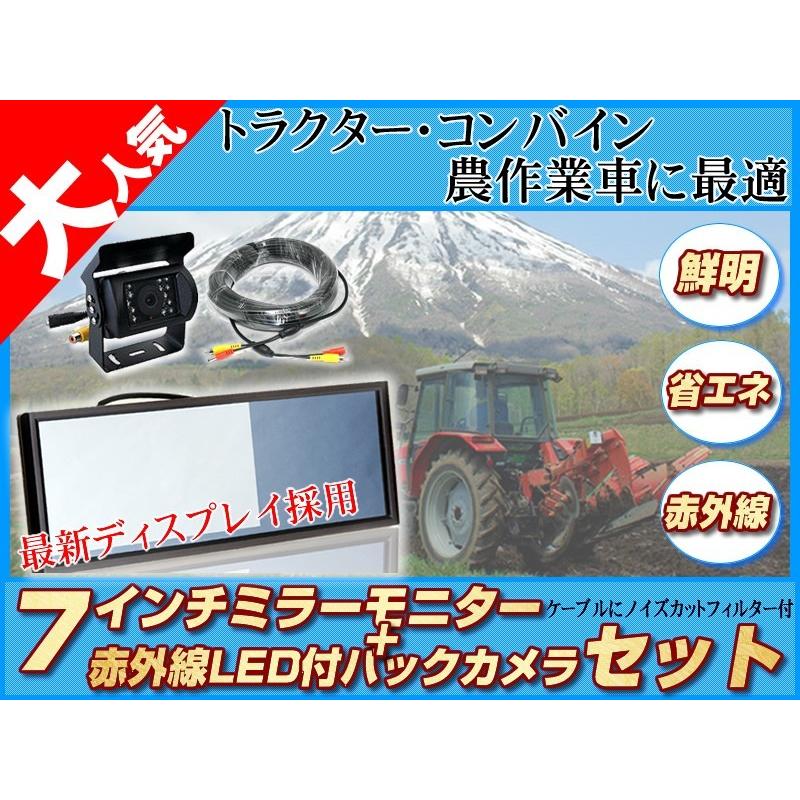 農業用トレーラー バックカメラ 12V/24V + 7インチ ミラーモニター