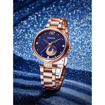 專柜正品RARONE雷諾星際鏤空表面時尚機械腕表休閑水鉆女表886034