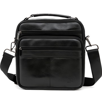CAPACCI 男用運動皮革休閒斜背包 CCI-8802  黑色  23 x 26 x 10cm