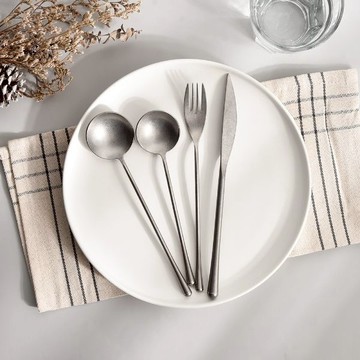 Homely Zakka 復古霧感雪花不鏽鋼餐具8件組