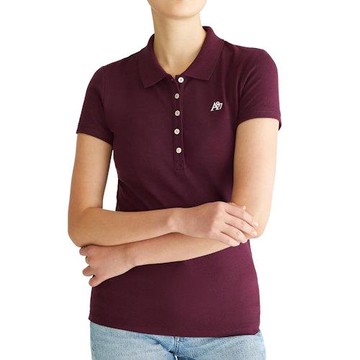 Aeropostale 2025女時尚字母標誌酒紅色短袖POLO(預購)