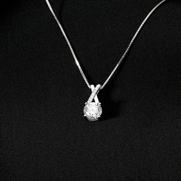 925純銀仿真鉆石項鏈女鎖骨鏈超閃單顆獨鉆一粒鉆性感頸鏈新款潮