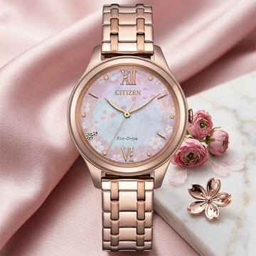 CITIZEN星辰 LADYS系列 光動能 晶鑽時尚腕錶 32mm / EM0508-98W