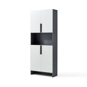 hoi! 林氏木業現代簡約百變上下雙門玄關櫃 AK3O-黑+白色