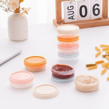 戶外便捷式迷你圓形小盒子燒烤防漏醬料盒調料盒可分裝密封盒帶蓋 分裝瓶 可微波保鮮盒 保鮮盒 可微波 迷你醬料盒