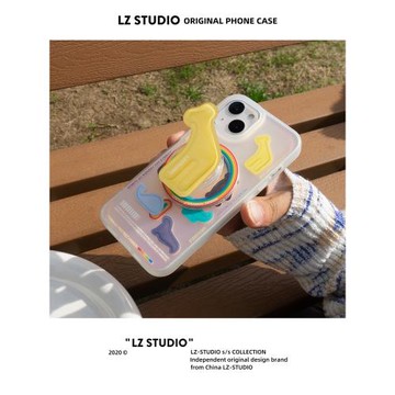 lz原創滴膠MagSafe磁吸氣囊手機殼支架桌面懶人折疊伸縮創意拆卸