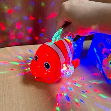 《翔翼玩具》電動尼莫魚 聲光 酷炫燈光 電動魚 小丑魚 動感音樂玩具 兒童玩具 燈光 自轉 904732安全標章合格玩具
