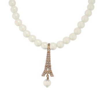 二手商品 9.5成新_DIOR Plan de Paris 地標造型樹脂珍珠頸鍊(金色)