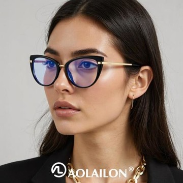 新款TR防藍光平光鏡眼鏡框架黑框護眼女士可配度數彈簧腳黑框潮