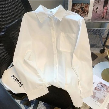 🔥臺灣出🔥基礎款白色襯衫女2025新款時尚設計感百搭上衣寬鬆疊穿襯衣打底衫