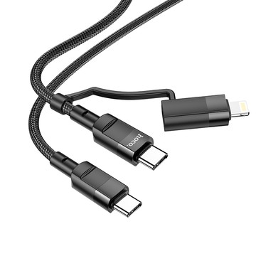 HOCO .  U106 Type-C to Type-C/iP 二合一 20W PD/100W邦能快充數據線 黑色