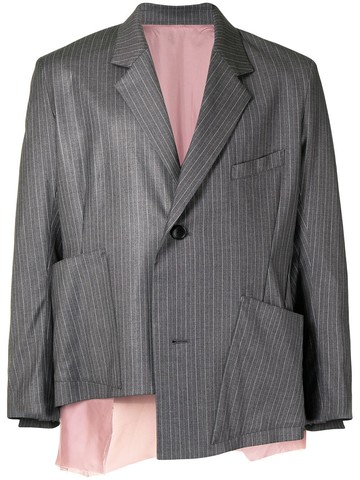 sulvam - striped boxy blazer - men - Polyester/Rayon - M - Grey