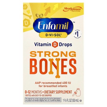 Enfamil, D·Vi·Sol®，維生素 D 滴劑，強健骨骼，0-12 個月，1.66 液量盎司（50 毫升）