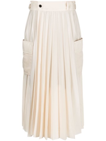sacai - high-waisted pleated skirt - women - Polyester/Cupro - 3 - Neutrals