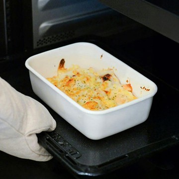 日本霜山 日系純白風長方形琺瑯保鮮盒(附蓋)-L-1500ml-3入