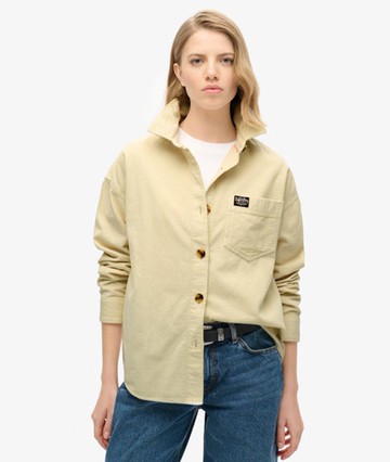 Superdry Women's Chunky Cord Overshirt Cream Size: 8