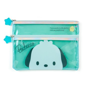 【震撼精品百貨】Pochacco 帕帢狗~日本三麗鷗SANRIO~透明雙拉筆袋*58337
