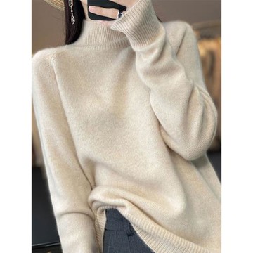 半高領羊絨毛衣女秋冬內搭加厚高級感套頭軟糯羊毛針織打底衫上衣