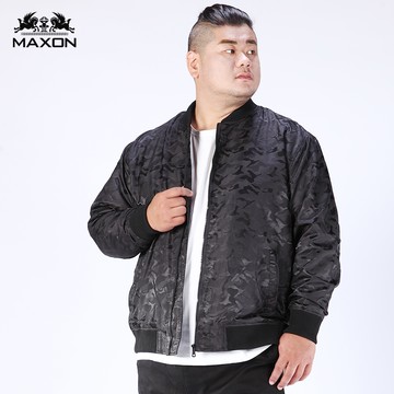 【MAXON】大尺碼黑色迷彩緹花紋刷毛飛行夾克2L~5L 89300-88