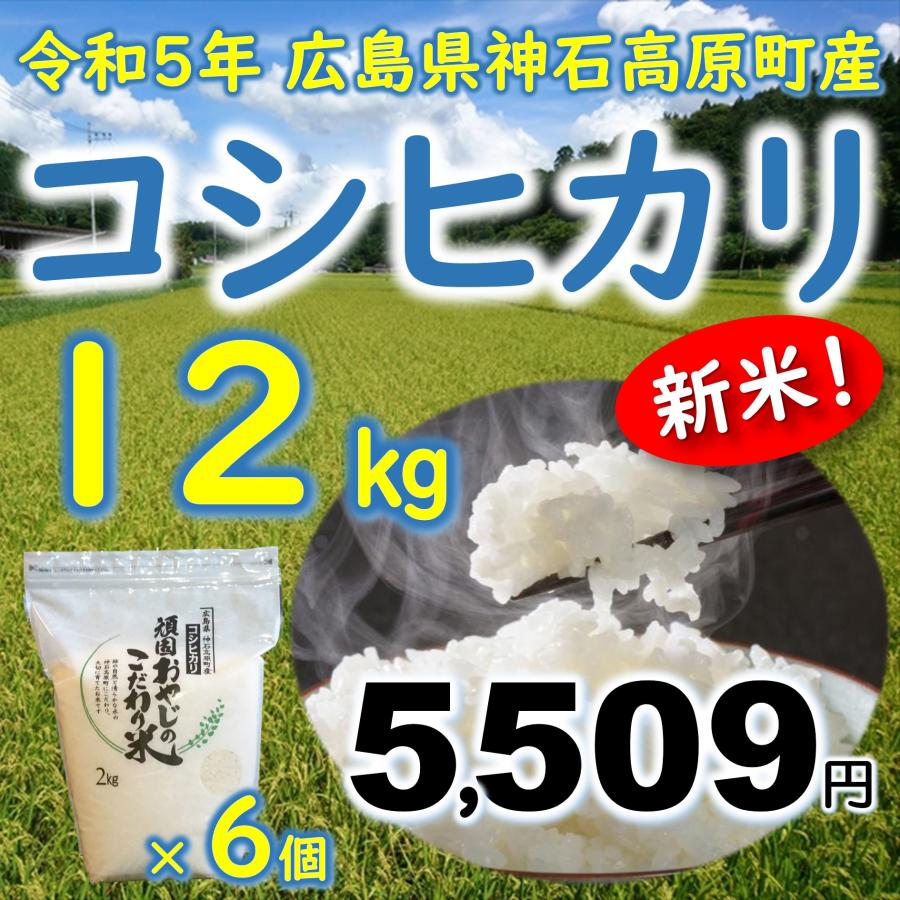 新米コシヒカリ精米12kg(2kg×6) 令和5年 神石高原町産 粘りと甘さのバランスが絶妙！