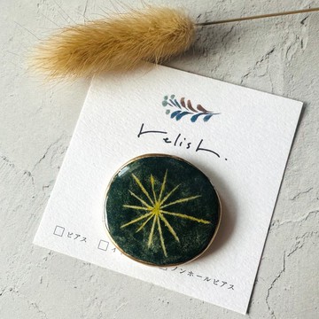 【再販】陶瓷 金繼 髮飾 髮圈 馬尾夾 胸針 金色 金 綠色 黃色 深綠 禮物 贈禮