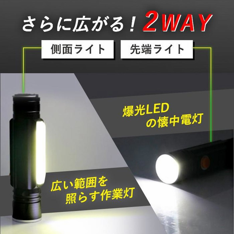 懐中電灯 LED 強力 軍用 充電式 小型 最強 高輝度 爆光 防水 ハンディ