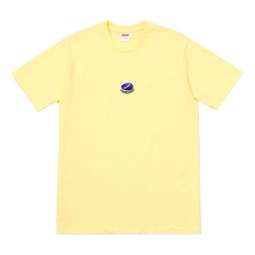 Supreme FW18 Bottle Cap Tee Pale Yellow Logo Tee