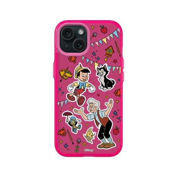 iPhone 15 Clear 粉漾桃 - 迪士尼-經典系列 Disney Classics - 木偶奇遇記 - 角色集合