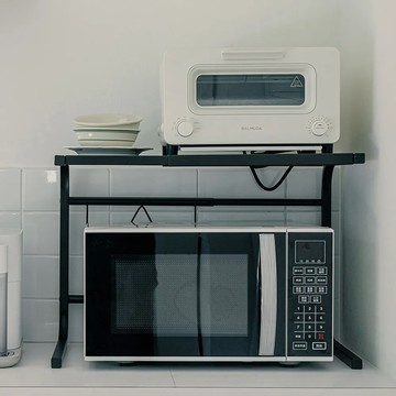 白色 【H&R安室家】台製時尚伸縮式微波爐架 置物架 收納架 KS36A