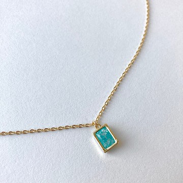 14K包金 金邊藍鋯石項鍊 鎖骨鏈