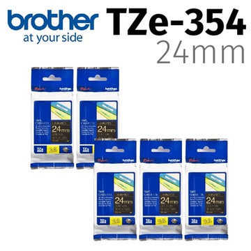 【5入組】brother TZe-354 特殊規格標籤帶 ( 24mm 黑底金字 )