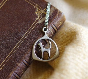 古董SWEDEN 北歐瑞典領結貓咪項鍊 T63