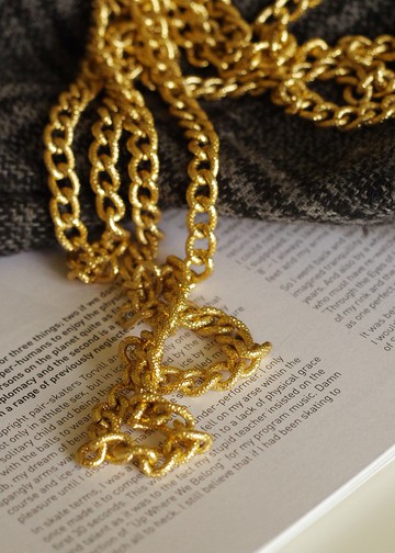 Vintage 古董 復古 金色長項鍊 N102