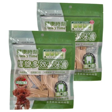 Chewy Time 健康時刻 全犬用螺旋無穀潔牙骨 小包裝 機能保健 超高嗜口性 高柔韌度 長時間咀嚼 無添加防腐劑  關節養護 短  120g  2包