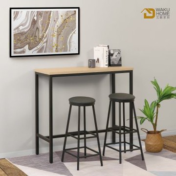 WAKUHOME 瓦酷家具 Alex輕簡風4尺吧台桌椅組(一桌兩椅) 桌:寬120x深40x高105cm 椅:寬57x深45.5x高75cm