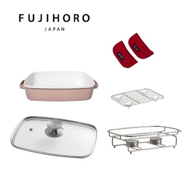 【官方直營】【組合包】雙耳琺瑯烘焙保鮮盒淺型1.6L組合