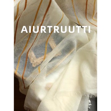 AI家意式奢品純山羊絨圍巾 春夏新款格紋披肩外搭大方巾戒指絨