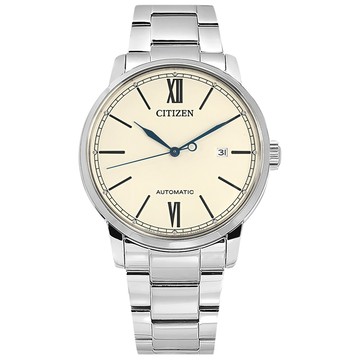 CITIZEN / NJ0130-88A / 簡約時尚 機械錶 自動上鍊 日期 不鏽鋼手錶 米白色 42mm