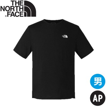 【The North Face 男 羊毛天絲涼感短T AP《黑》】8BYM/登山/短T/圓領/運動衣/排汗