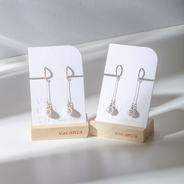 優雅垂掛珍珠・夾式耳環